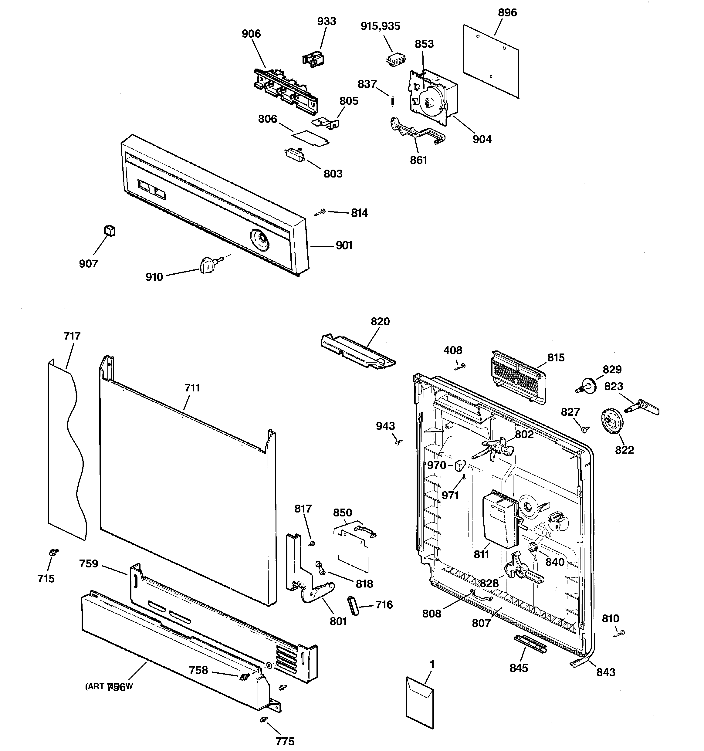 Escutcheon & door assembly