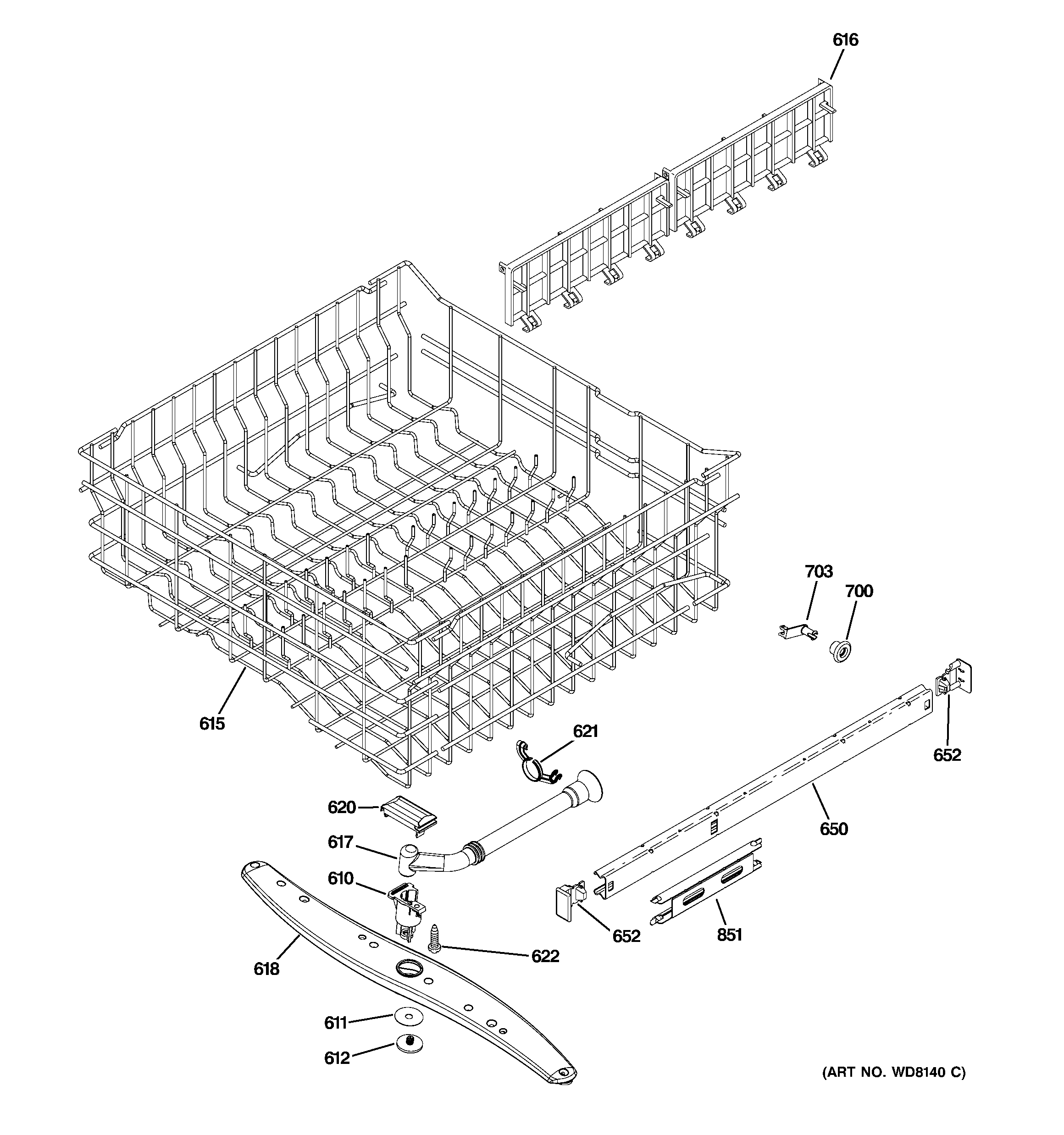 Upper rack assembly