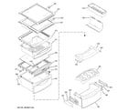 GE PCE23NHTCFSS fresh food shelves diagram