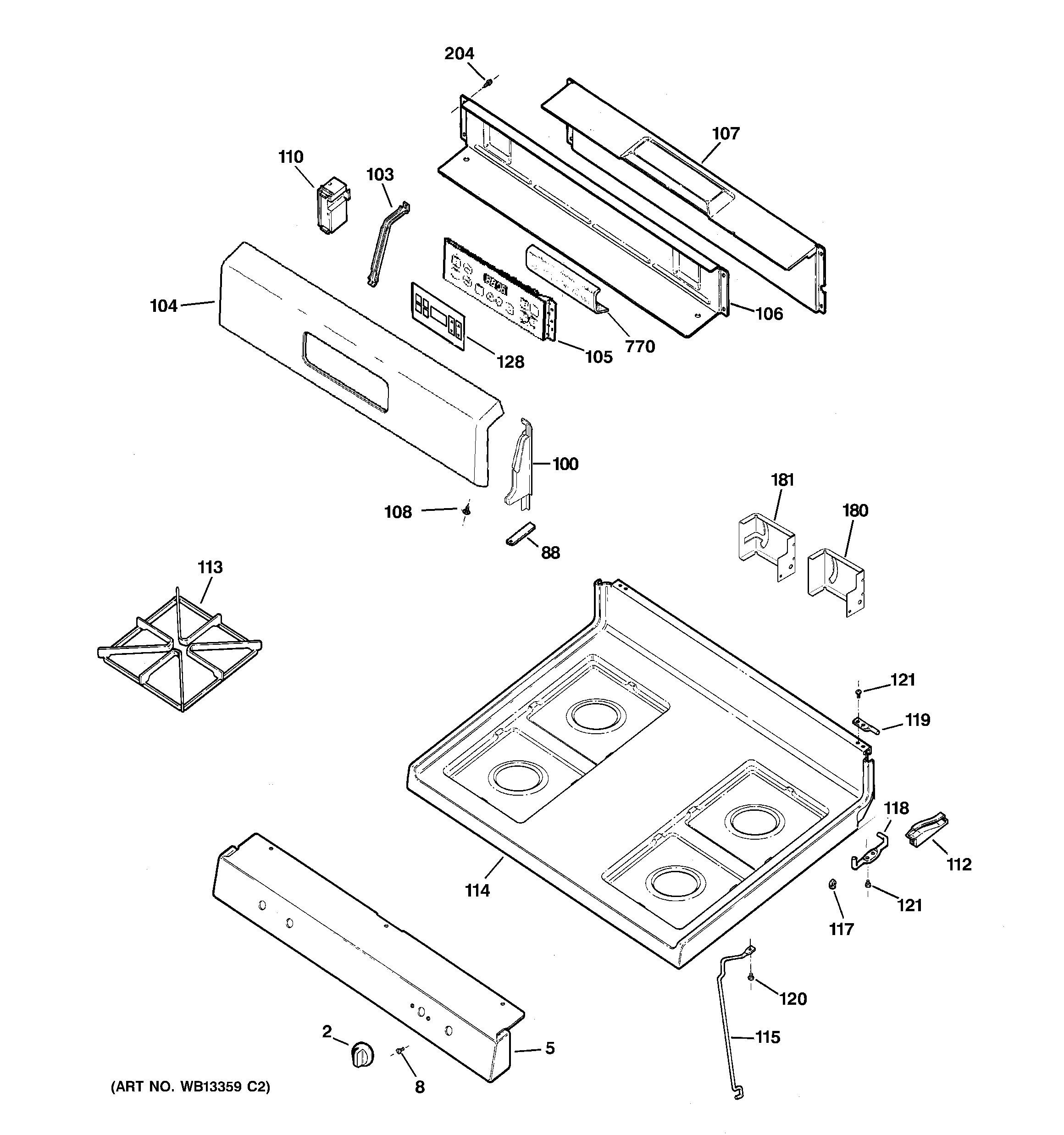 Control panel & cooktop
