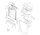 GE GLD5611L15BB escutcheon & door assembly diagram