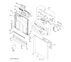 GE GLD6800N00WW escutcheon & door assembly diagram