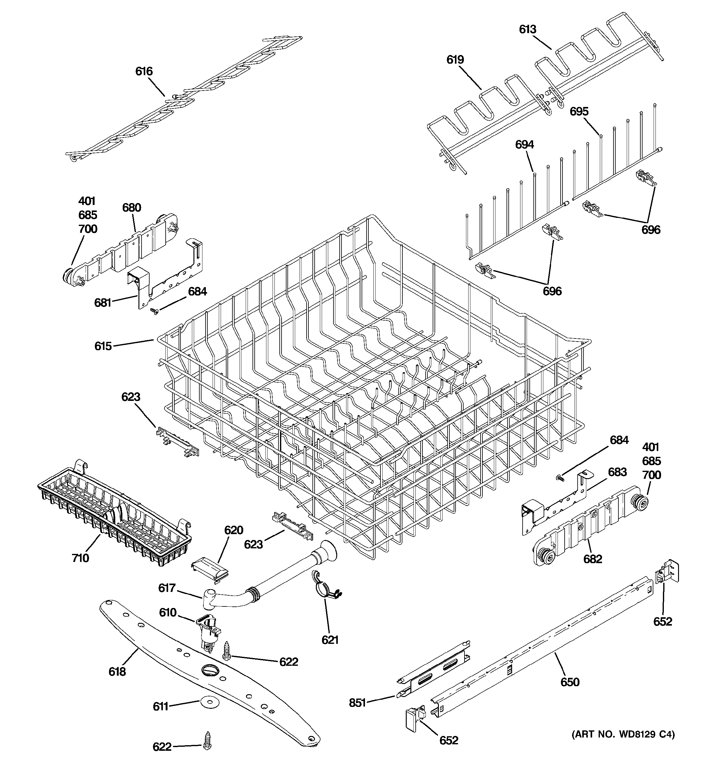 Upper rack assembly