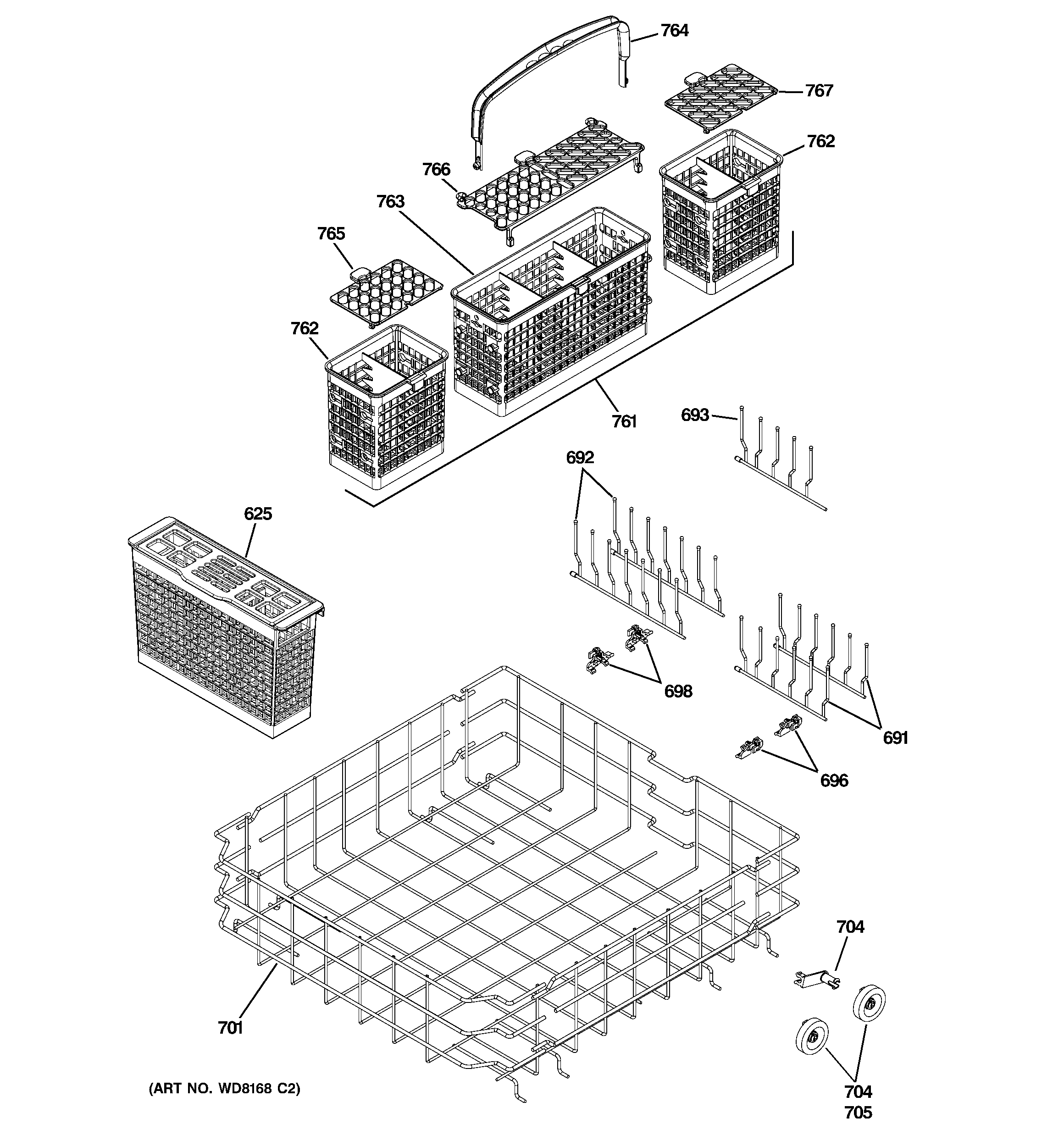 Lower rack assembly