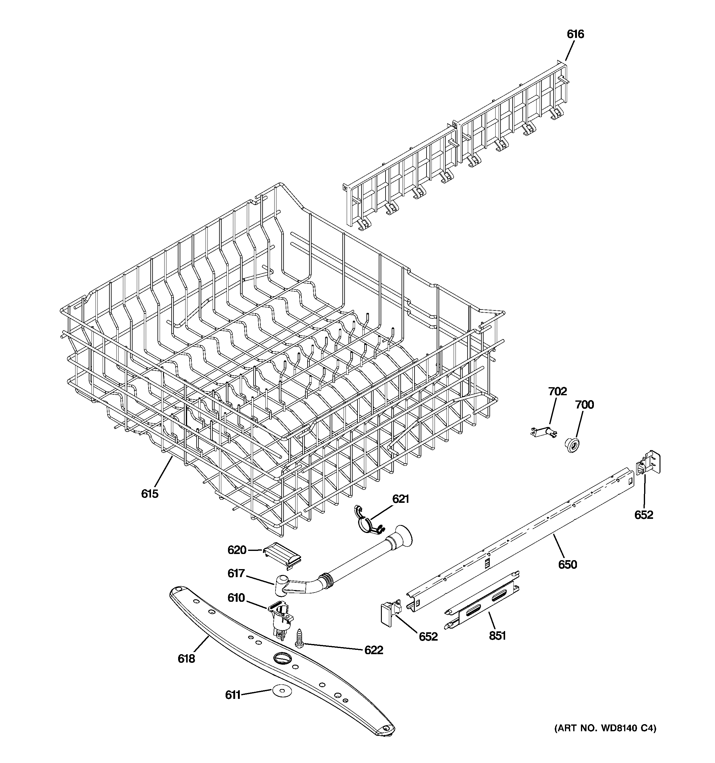 Upper rack assembly