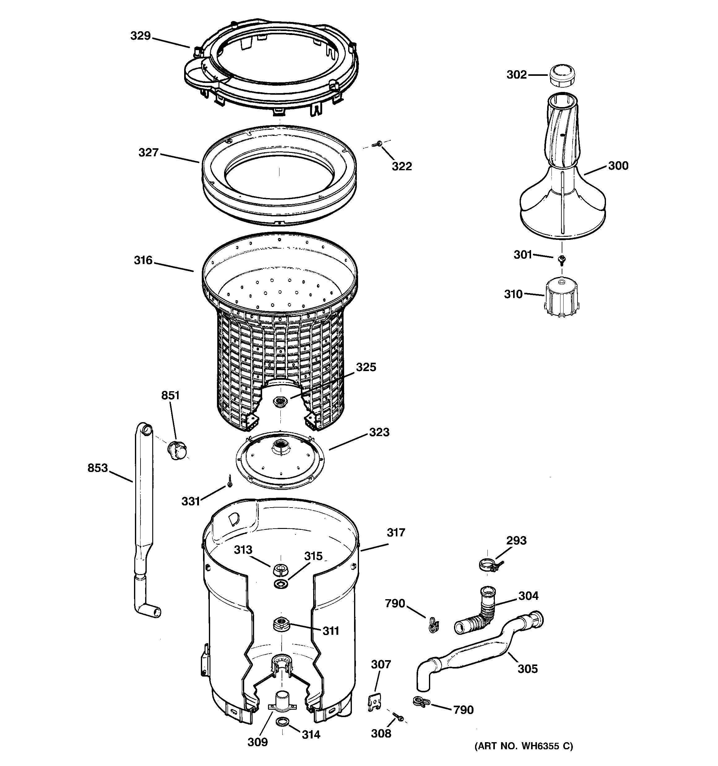 Tub, basket & agitator