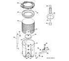GE WVSR1060DDWW tub, basket & agitator diagram