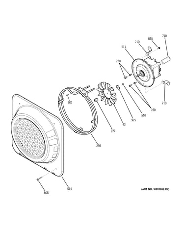 Upper oven convection fan