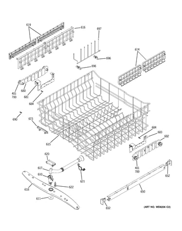 Upper rack assembly