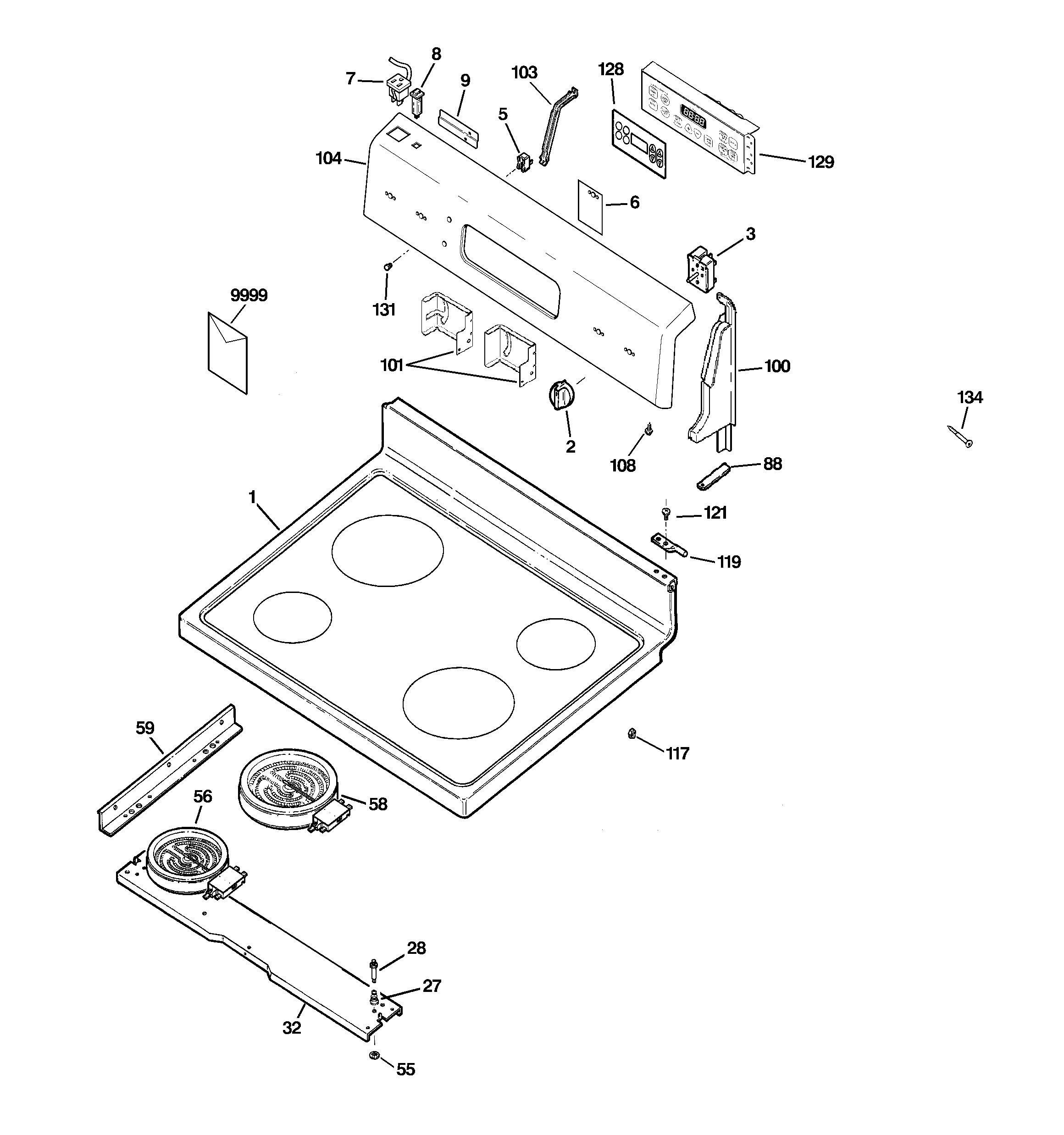 CONTROL PANEL & COOKTOP