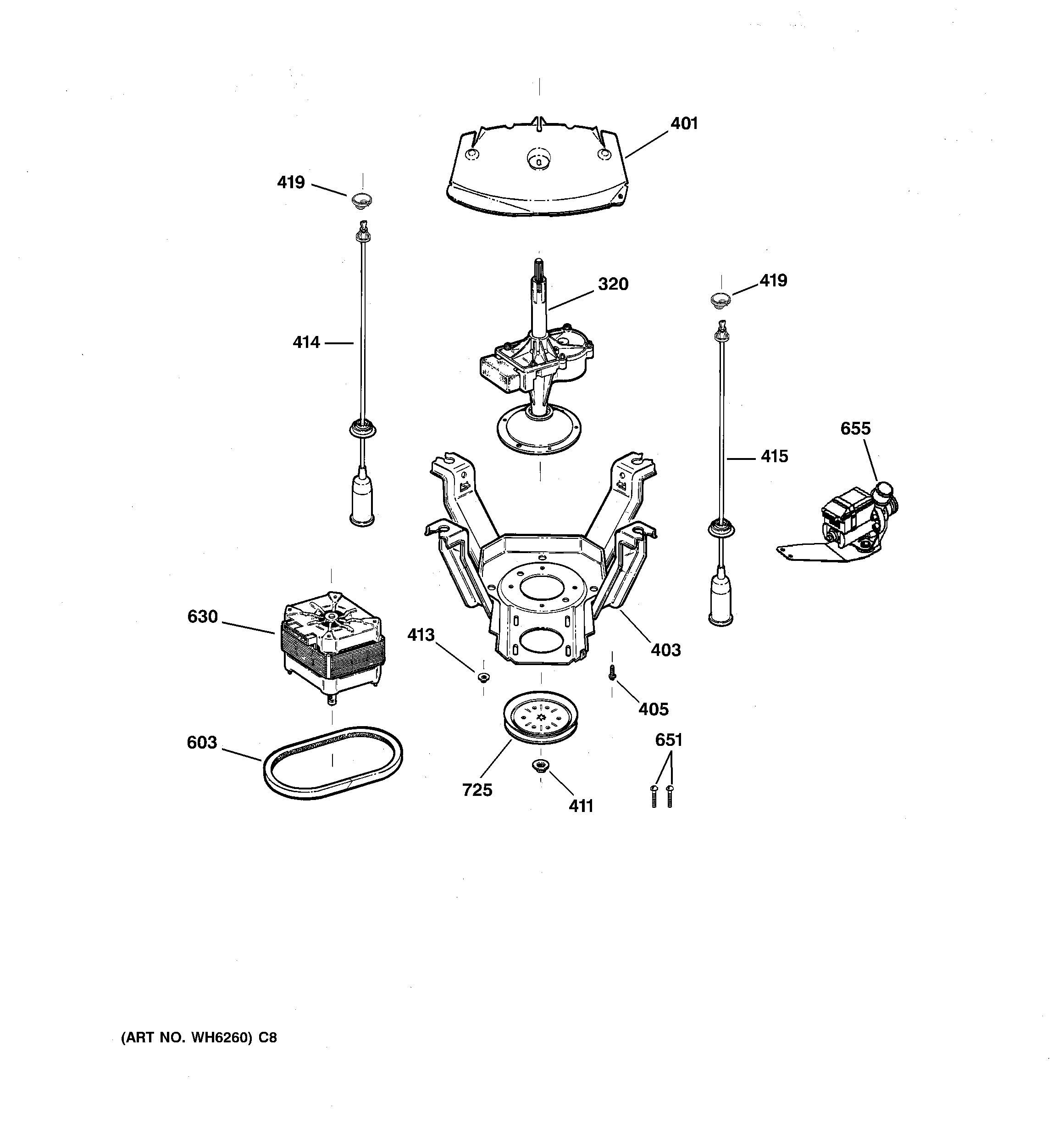 Suspension, pump & drive components