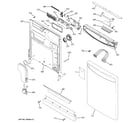 GE PDW7900N00BB escutcheon & door assembly diagram