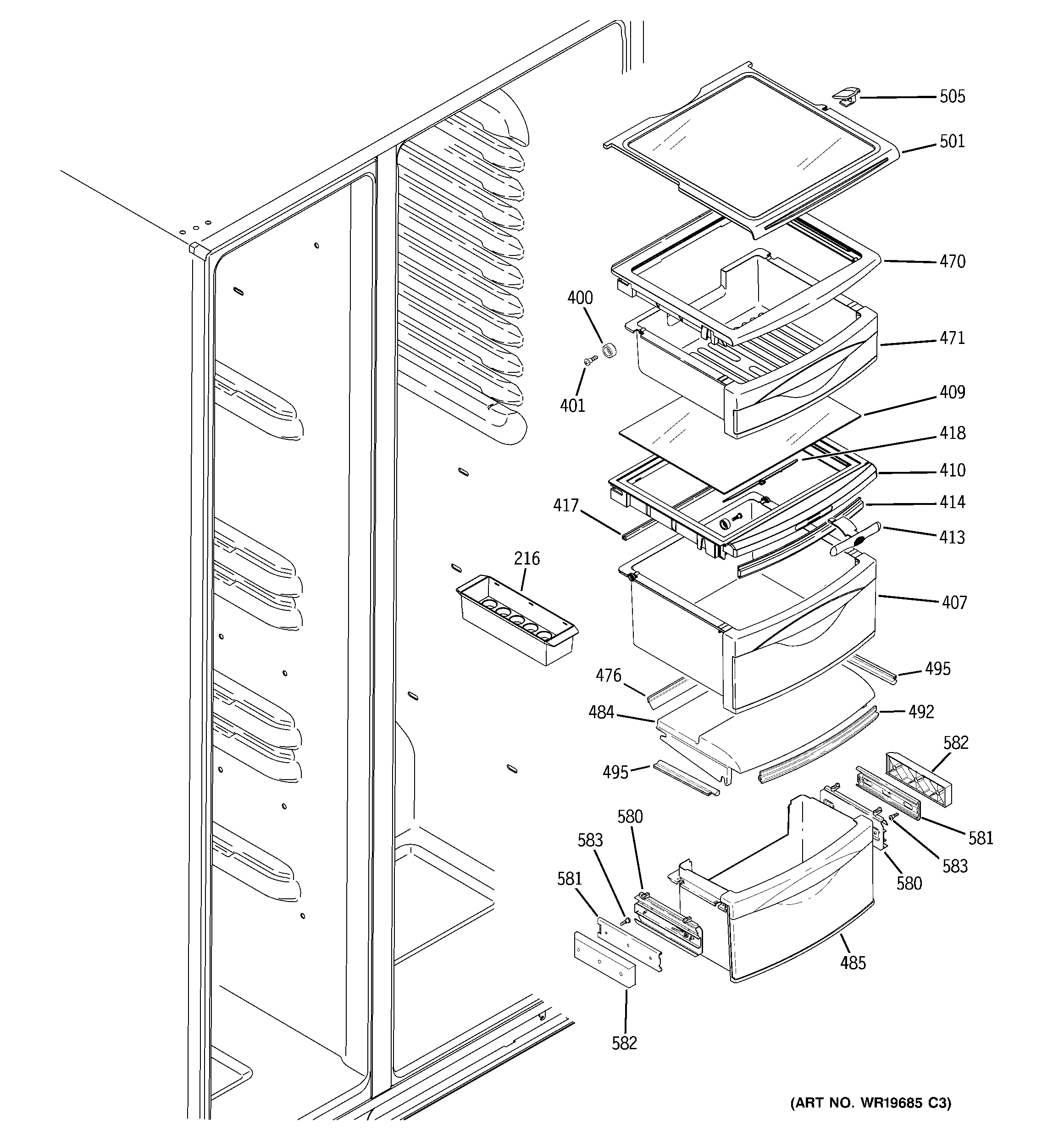 Fresh food shelves