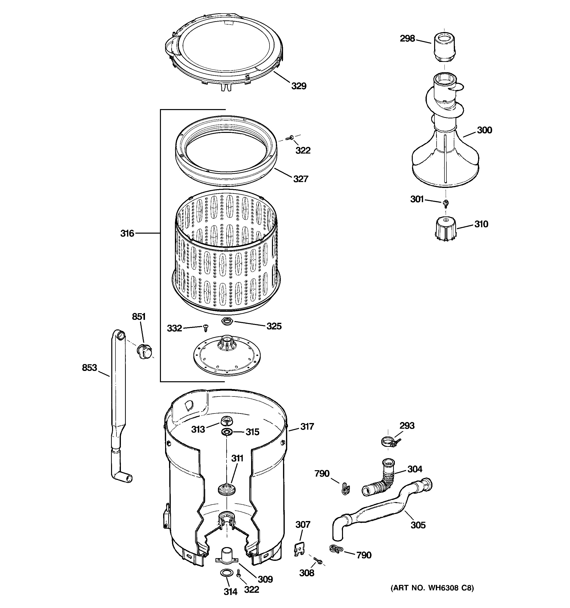 Tub, basket & agitator