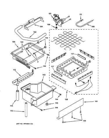 Evaporator, ice cutter grid & water