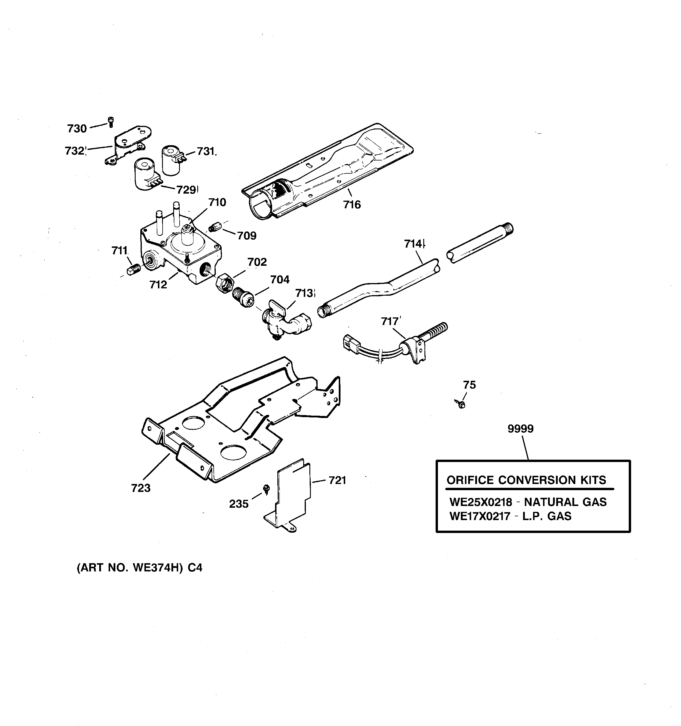 Gas valve & burner assembly