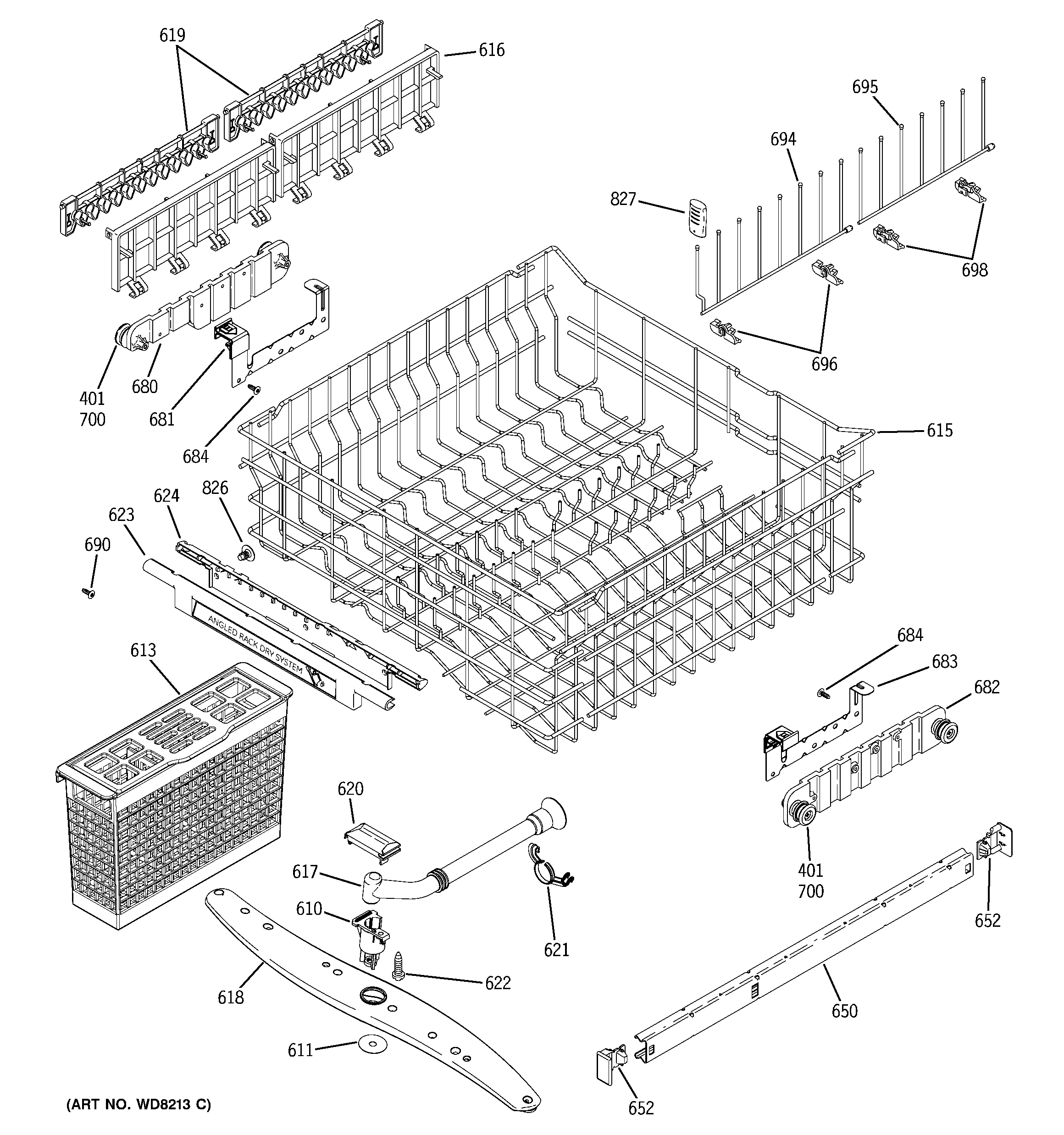 Upper rack assembly