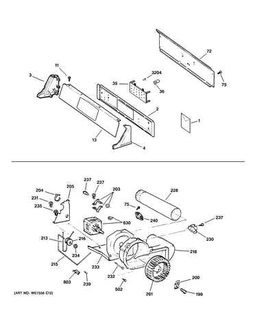 Backsplash, blower & motor asssembl