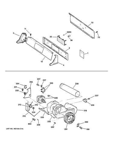Backsplash, blower & motor asssembl