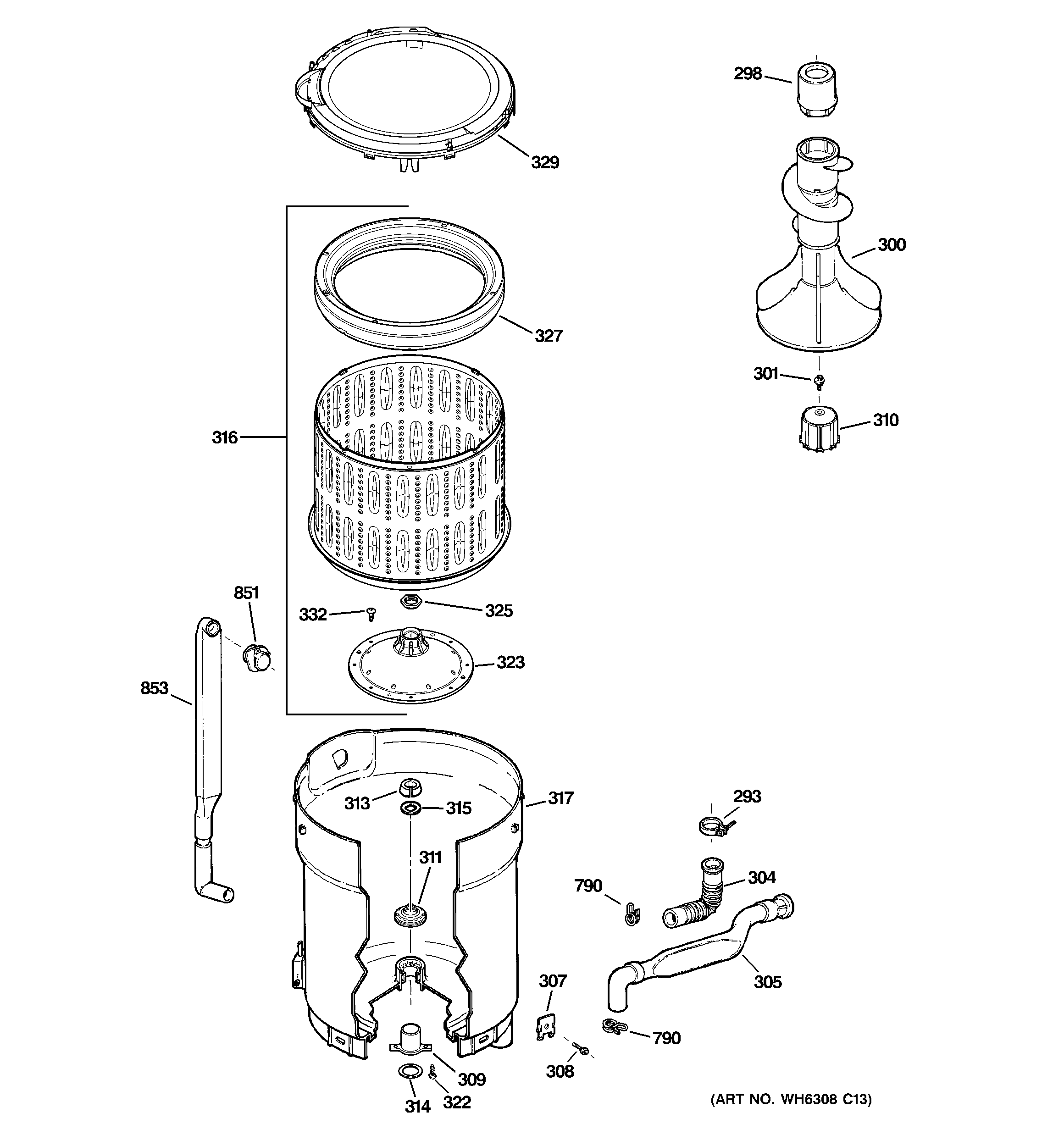 Tub, basket & agitator
