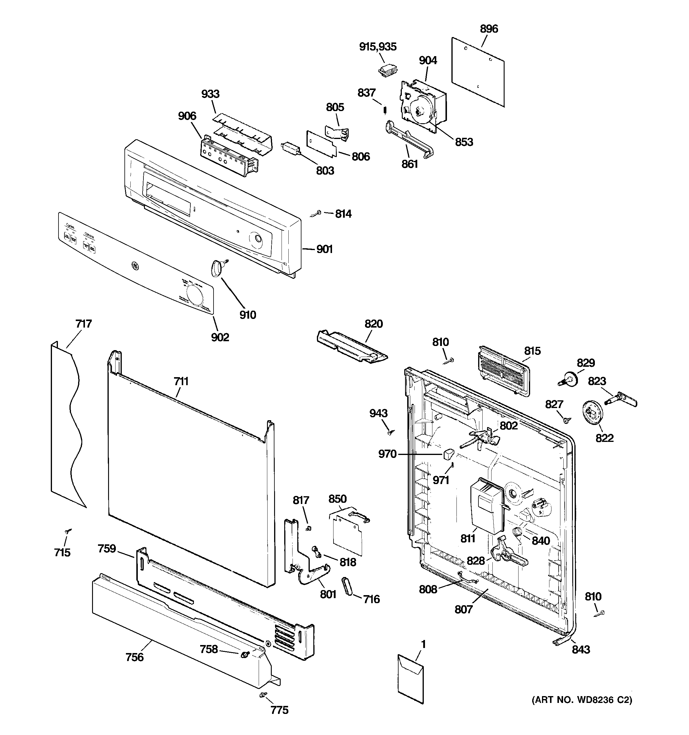 Escutcheon & door assembly