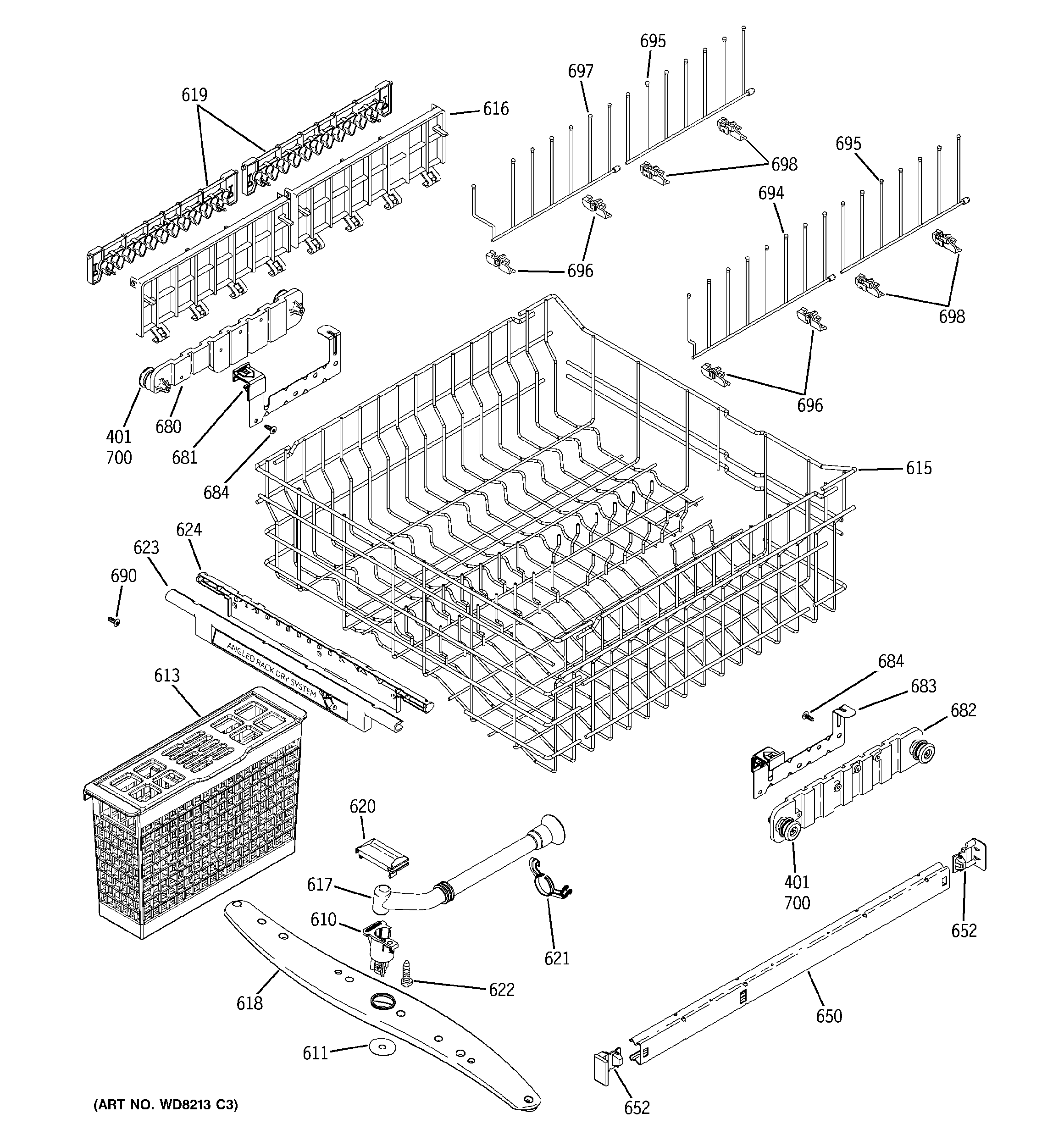 Upper rack assembly