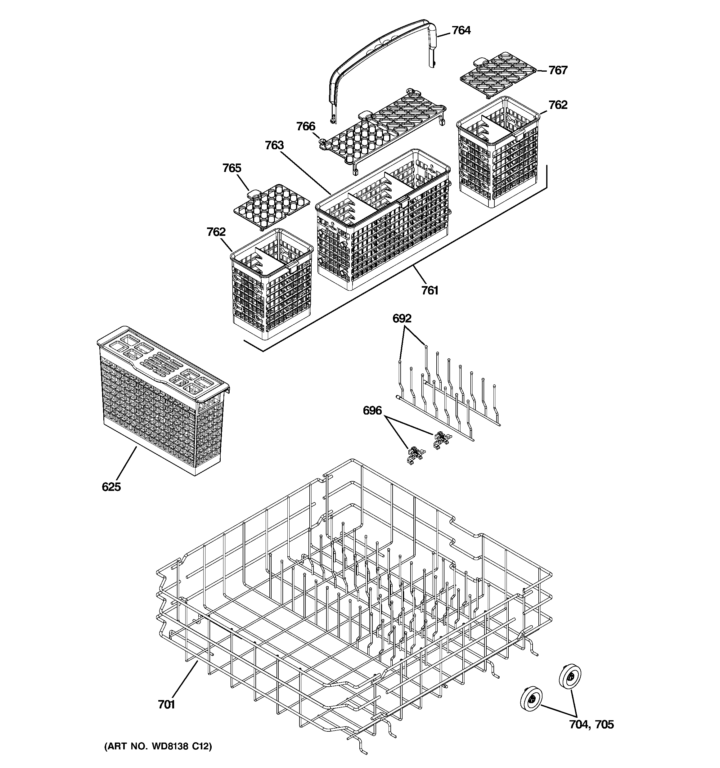 Lower rack assembly