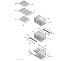 GE PCF23MGWDCC freezer shelves diagram