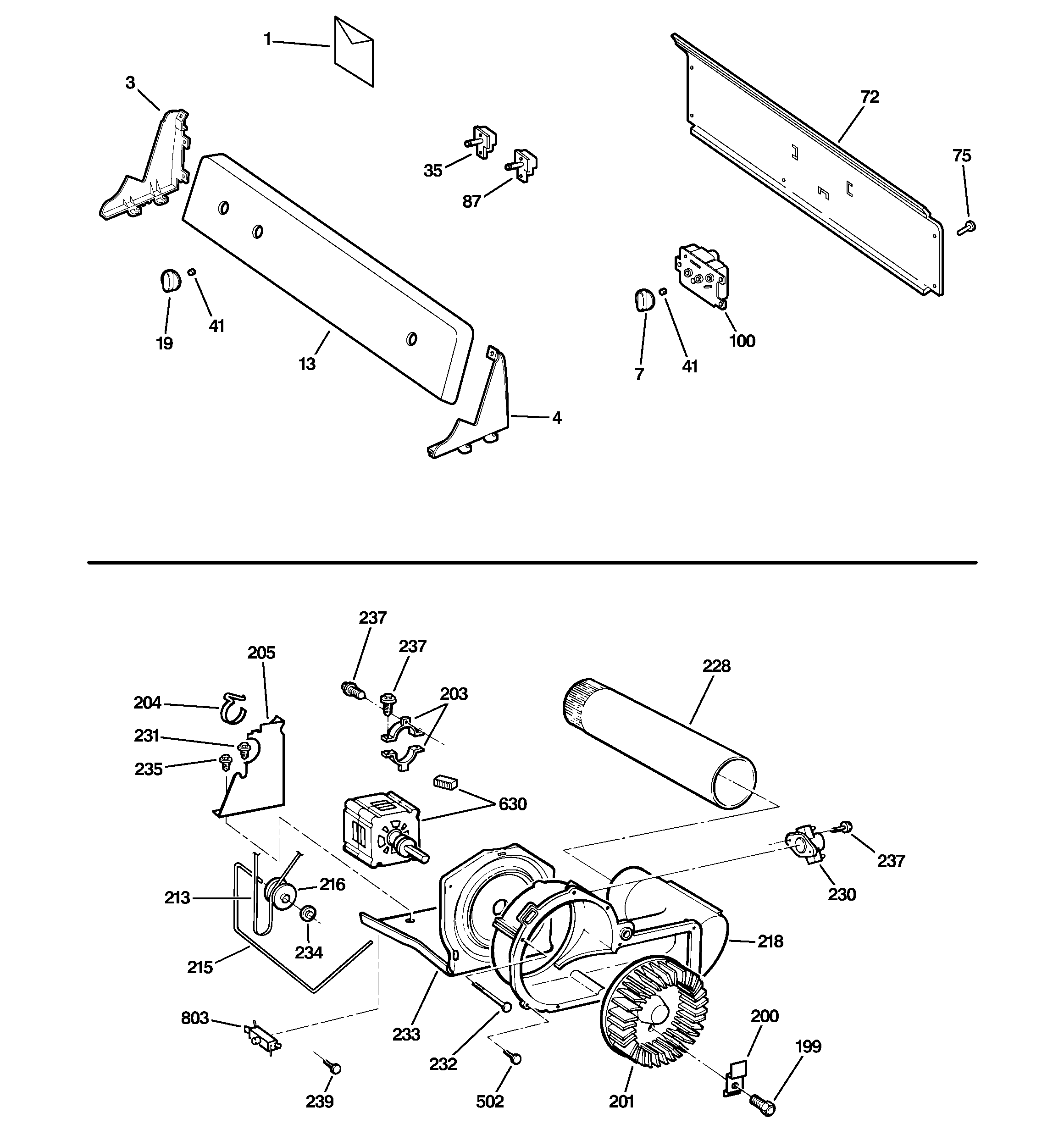 BACKSPLASH, BLOWER & MOTOR