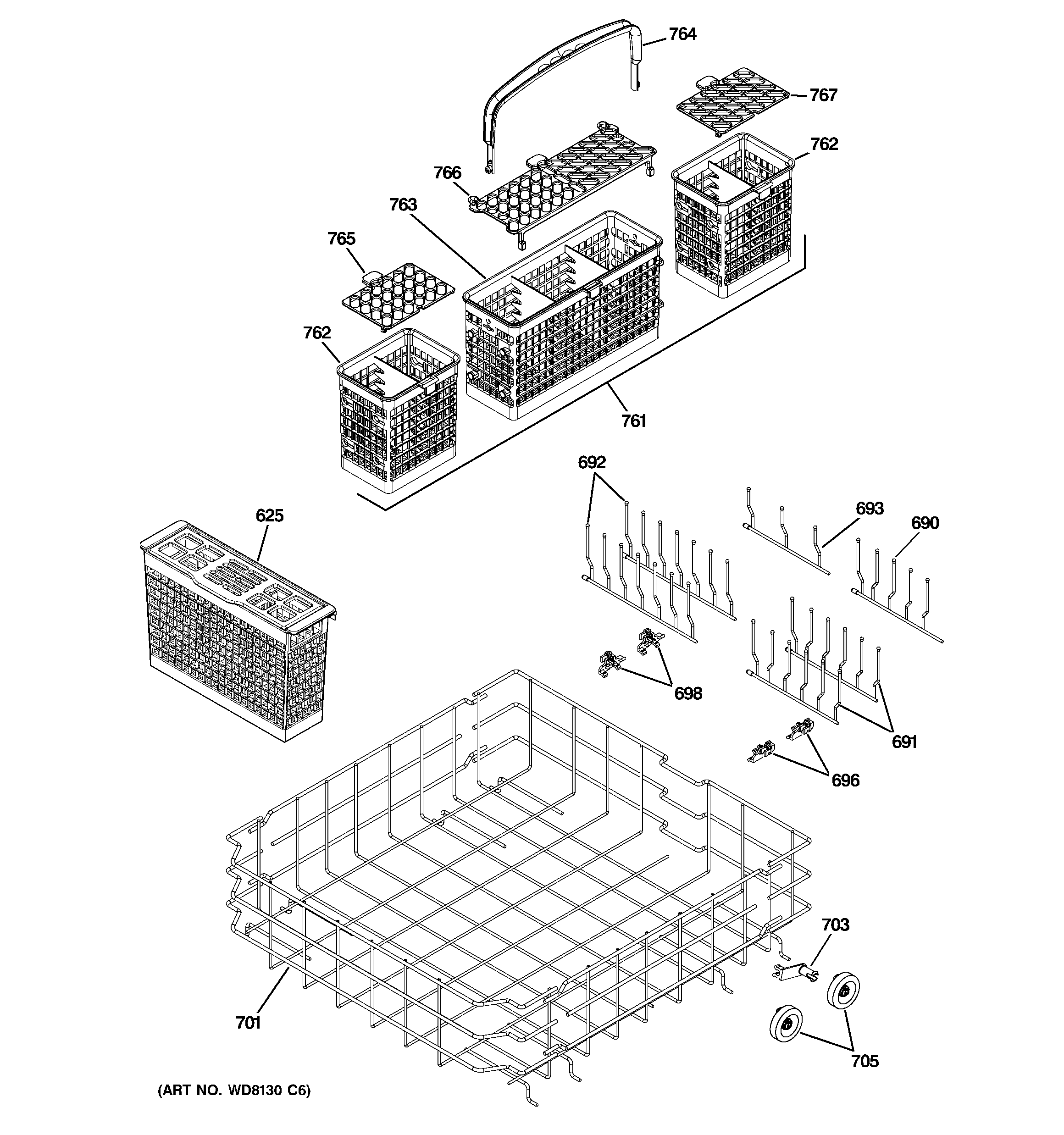 Lower rack assembly