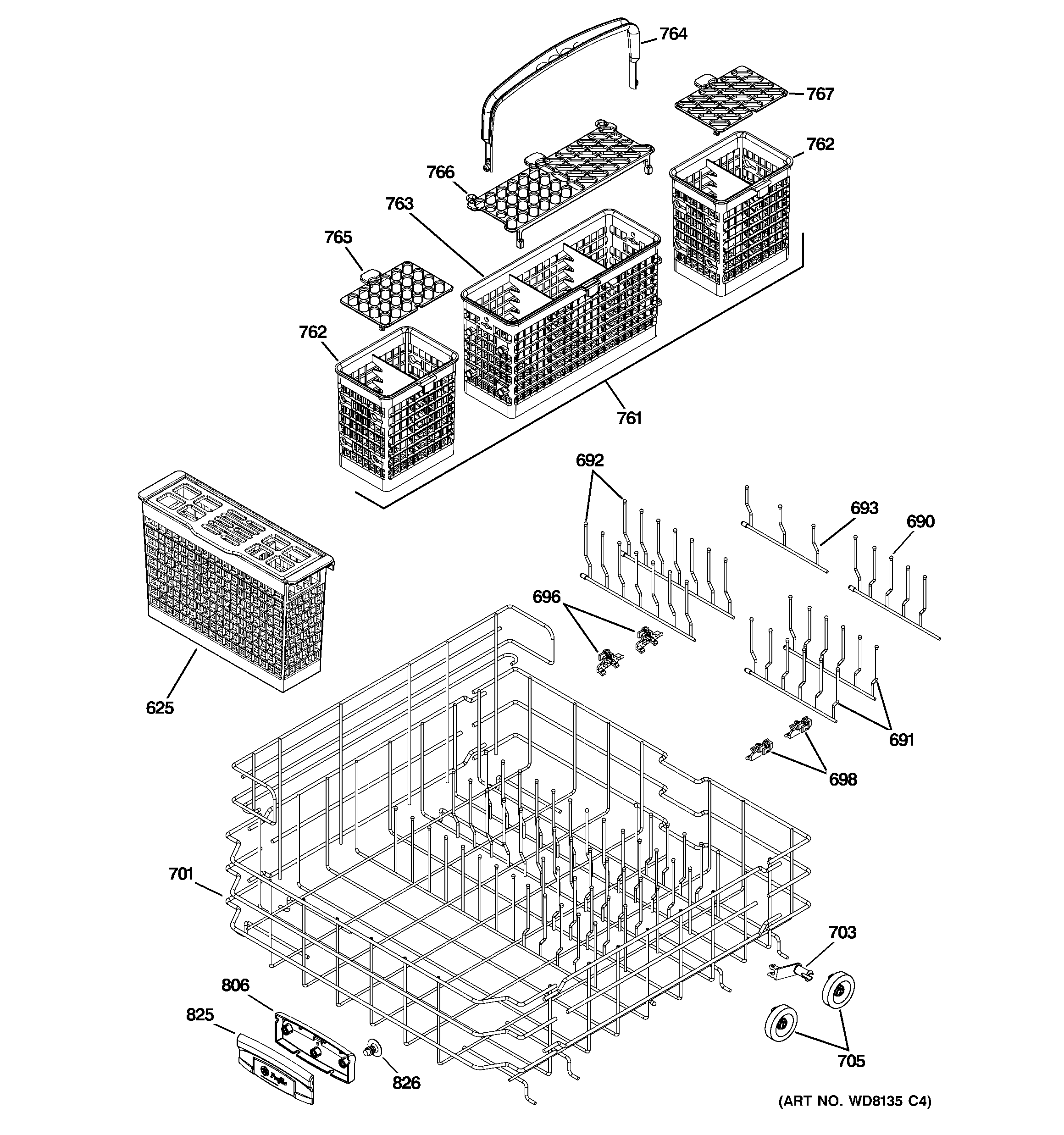Lower rack assembly