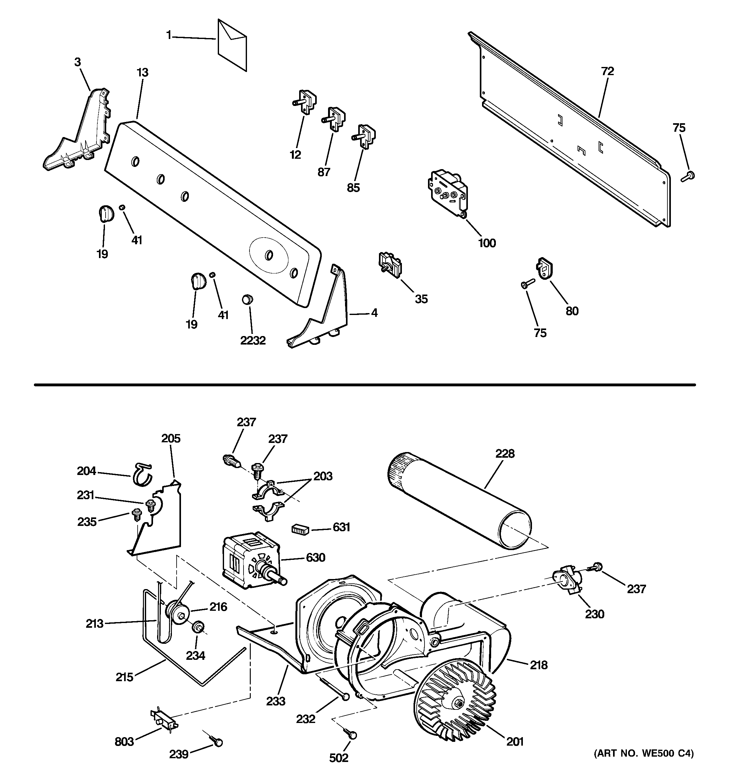 BACKSPLASH, BLOWER & MOTOR