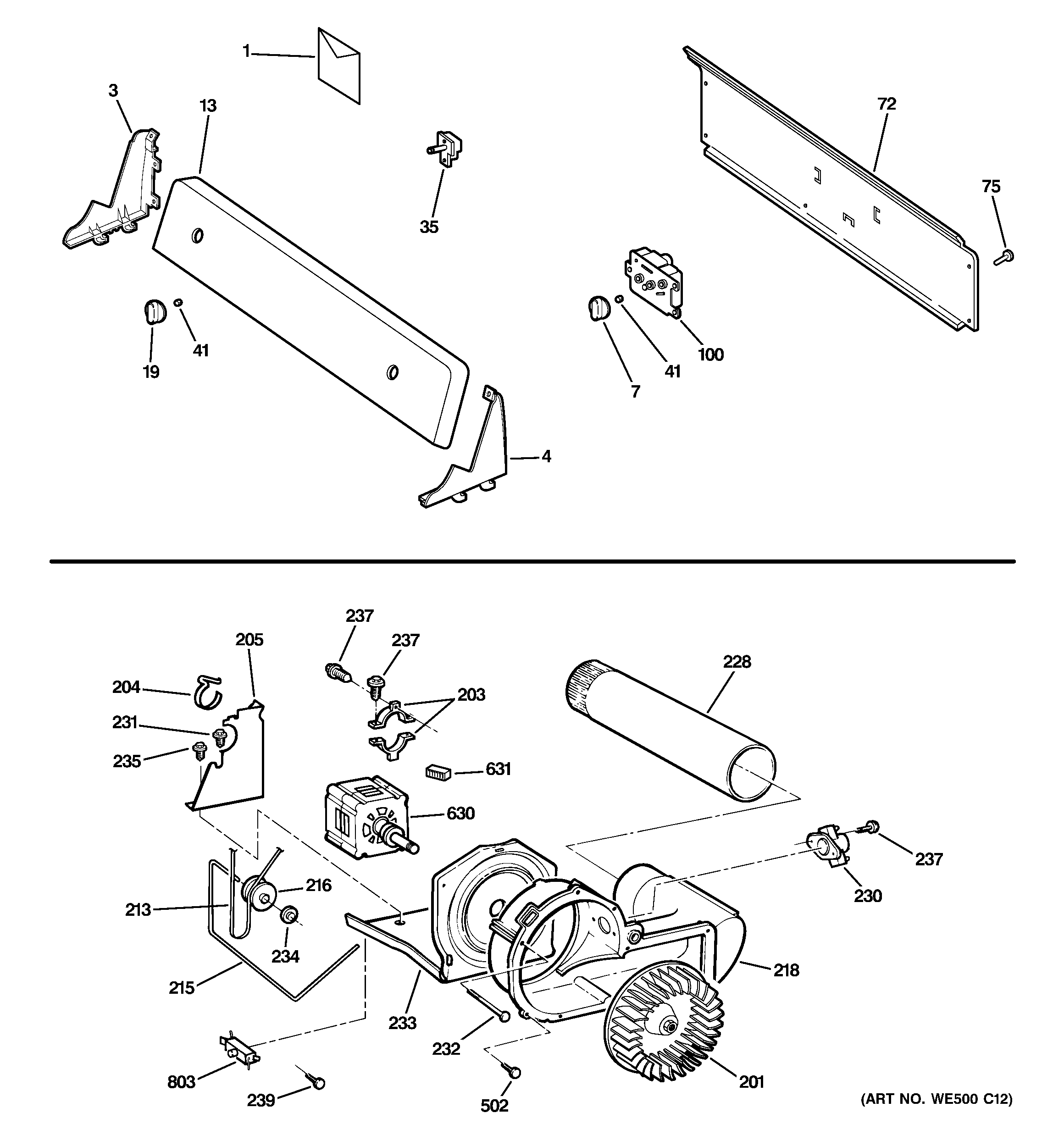 BACKSPLASH, BLOWER & MOTOR