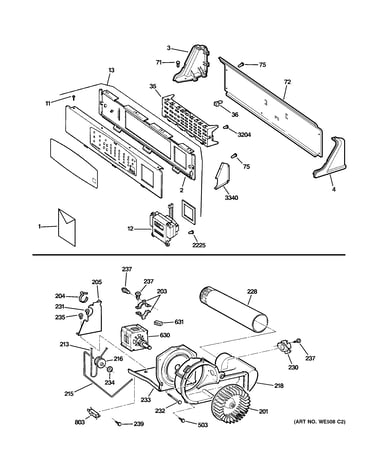Backsplash, blower & motor