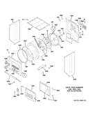 Dryer upper cabinet, drum & heater