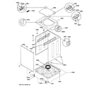 GE WSM2700WEWWW washer lower cabinet & top diagram