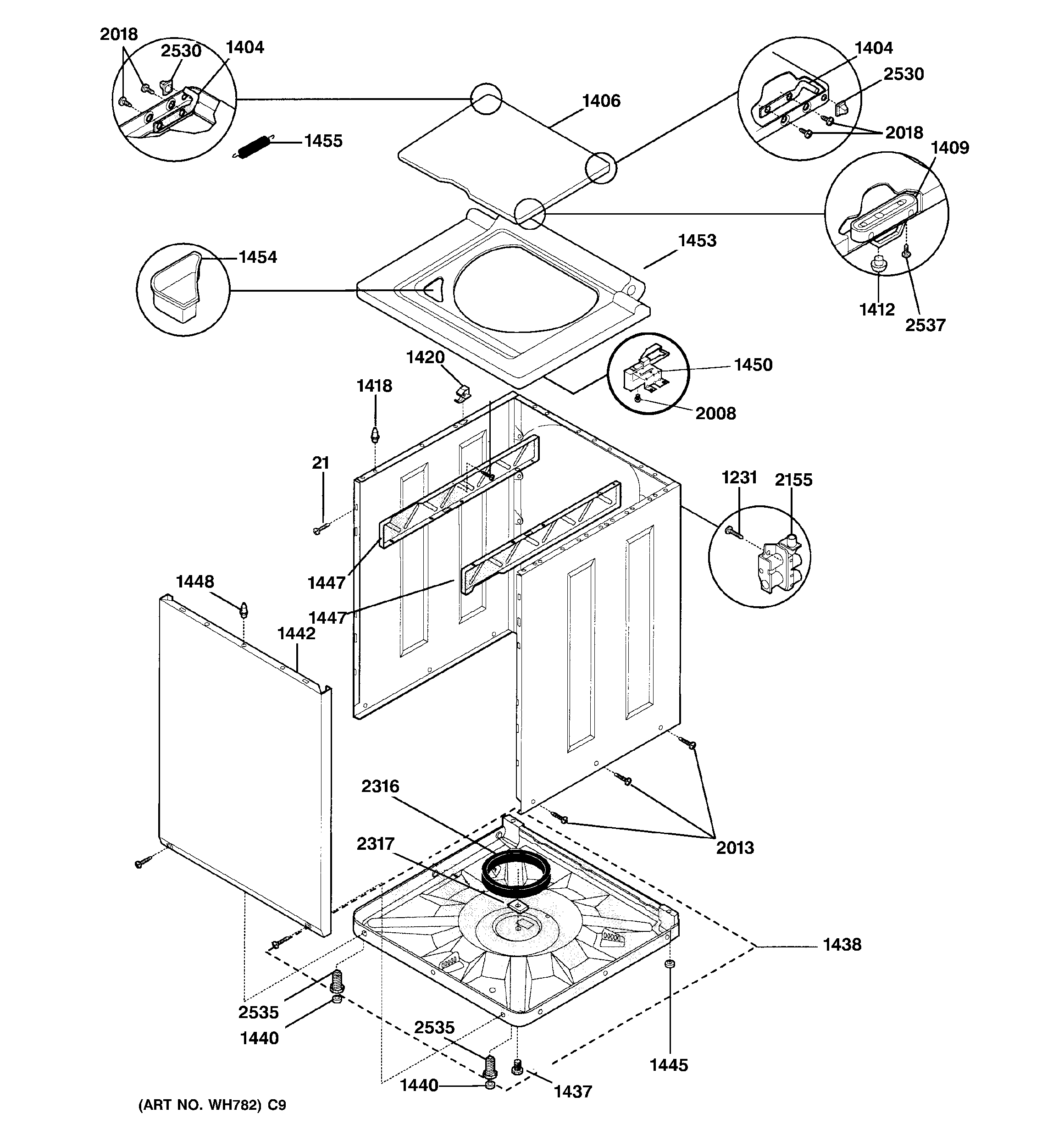 Washer lower cabinet & top