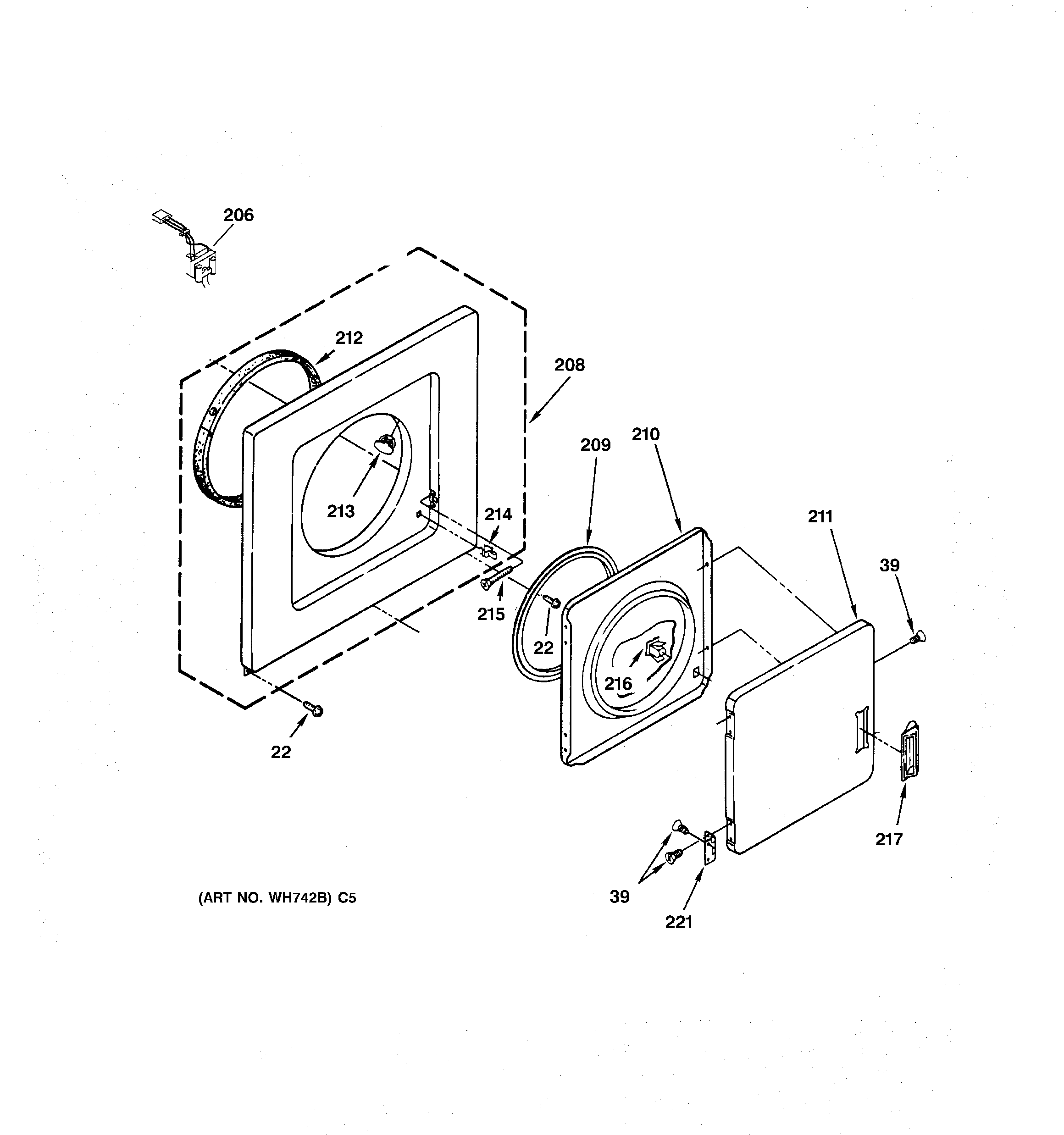 Dryer front panel & door parts