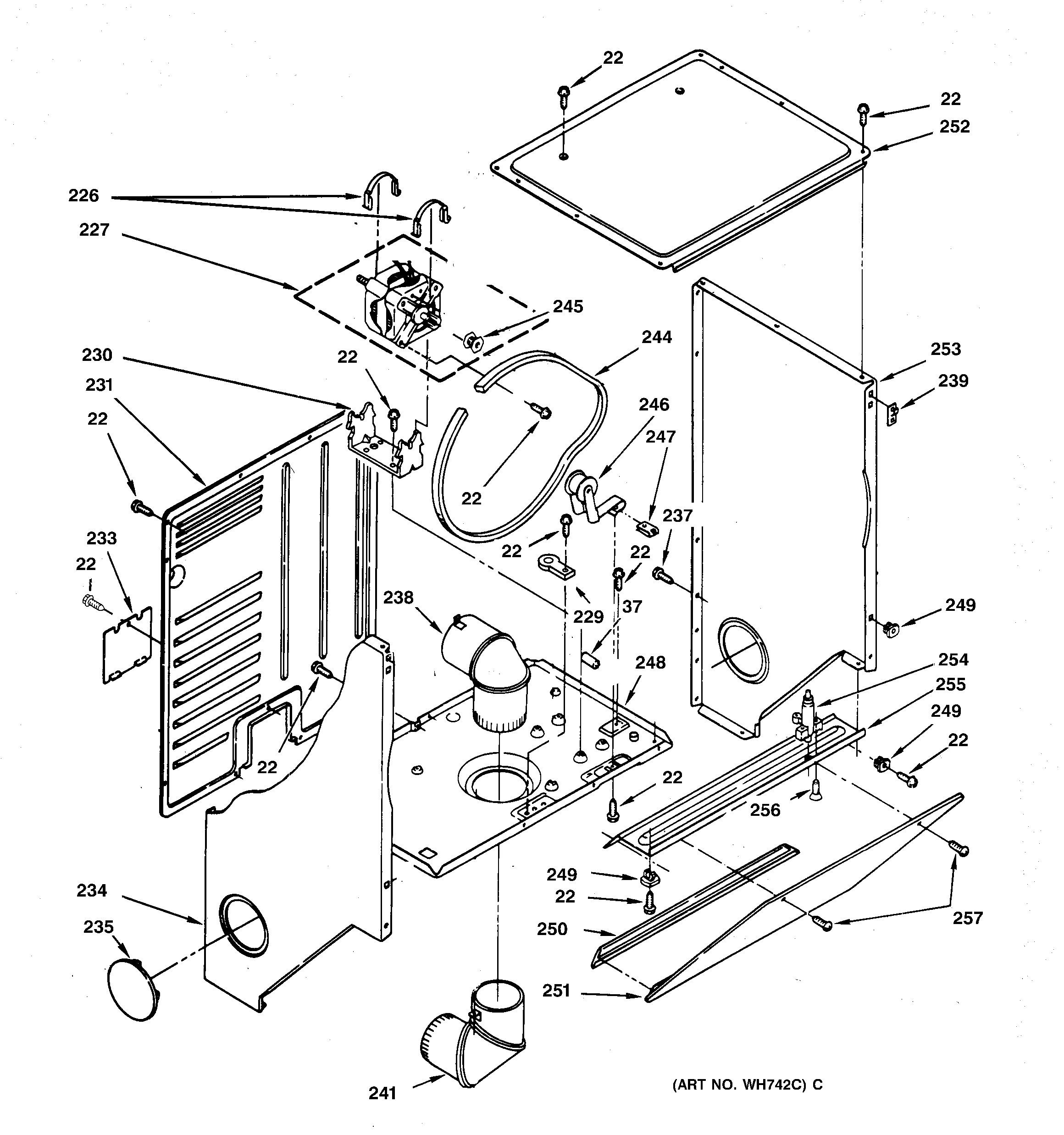 Dryer cabinet & motor parts