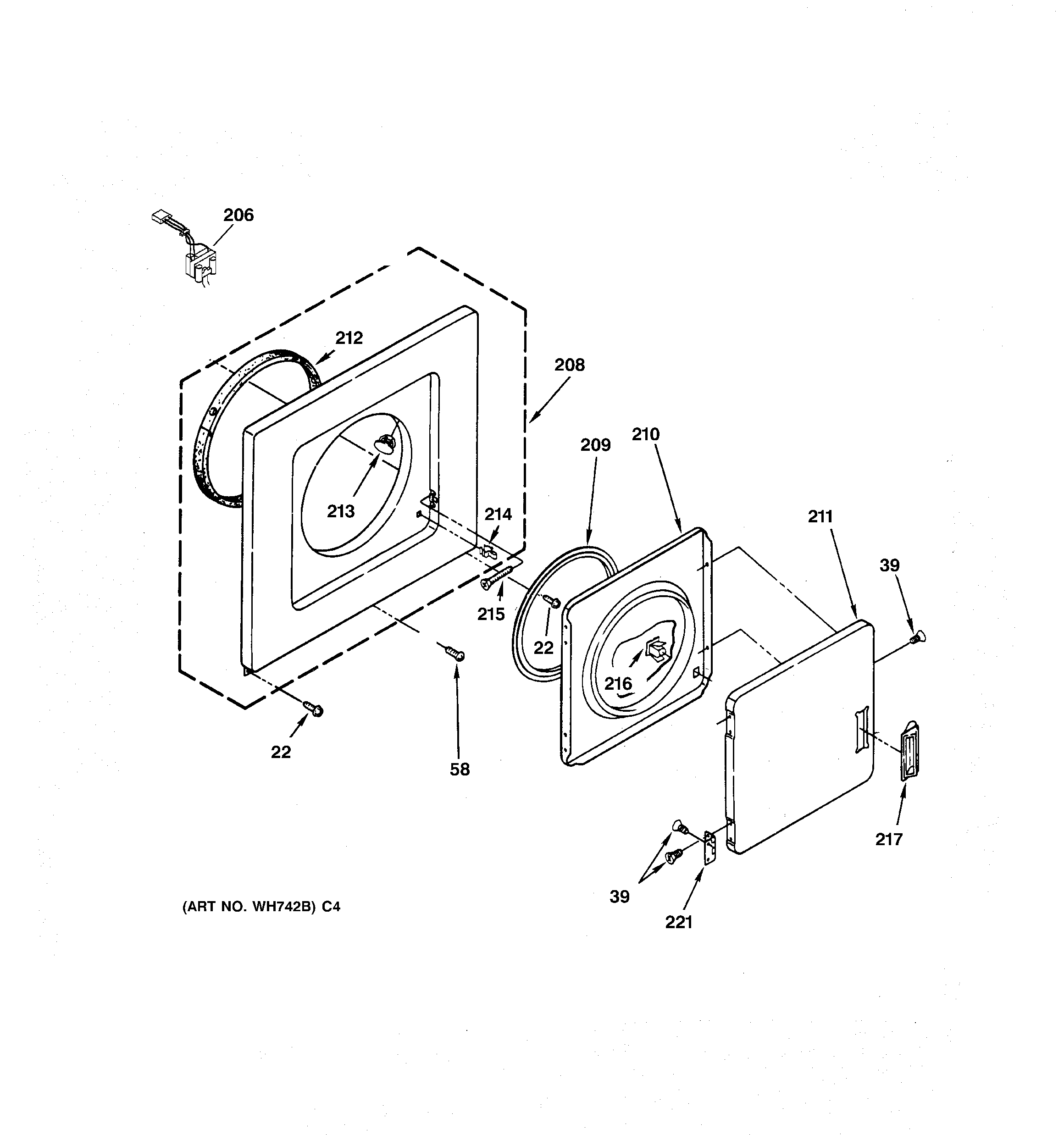 Dryer front panel & door parts