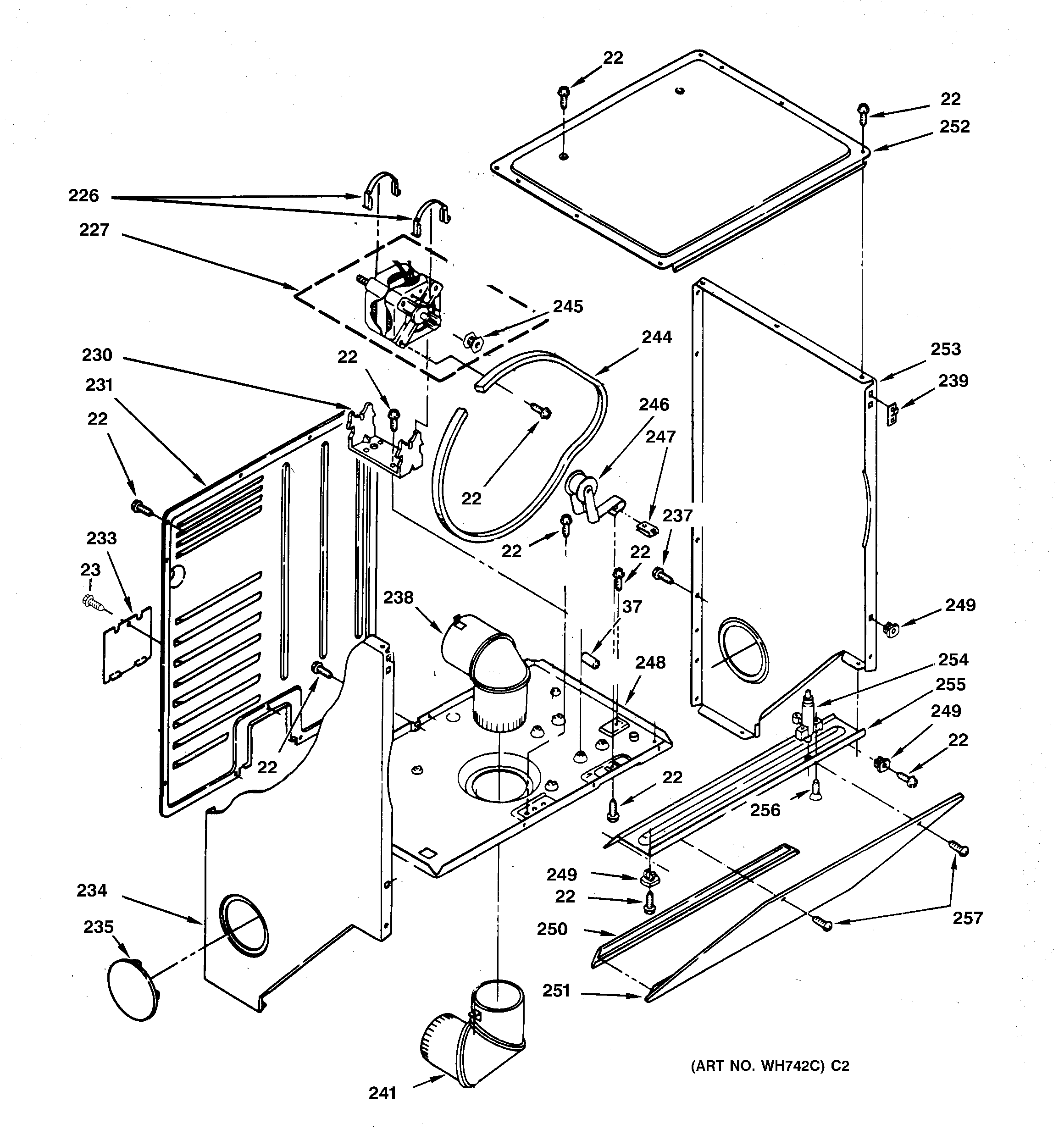 Dryer cabinet & motor parts