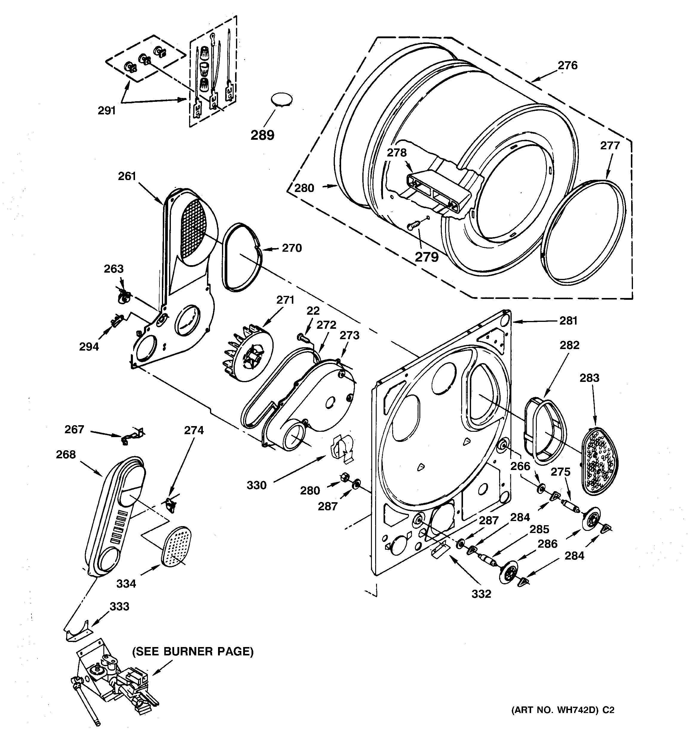 Dryer drum & back panel
