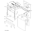 GE GLD6900N20WW escutcheon & door assembly diagram