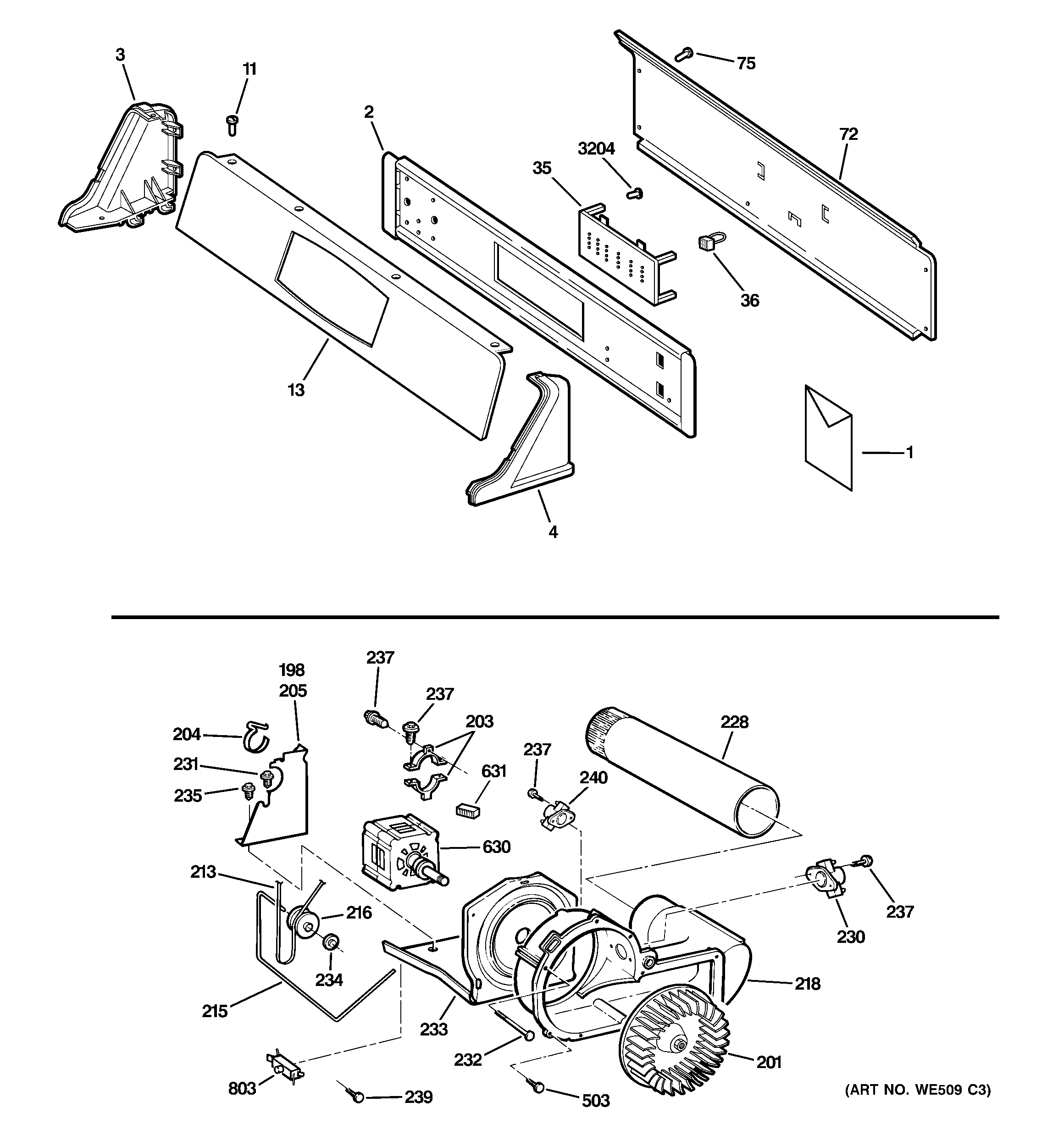 BACKSPLASH, BLOWER & MOTOR