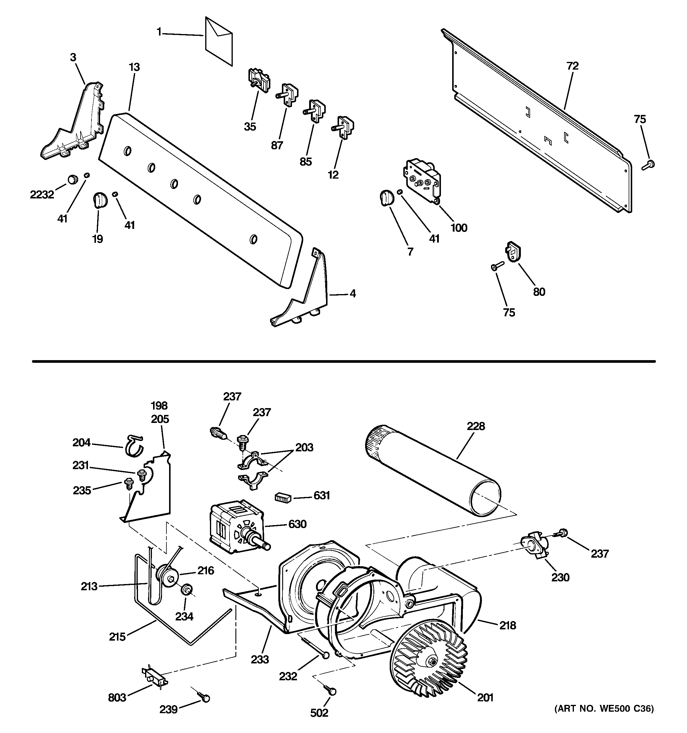 BACKSPLASH, BLOWER & MOTOR