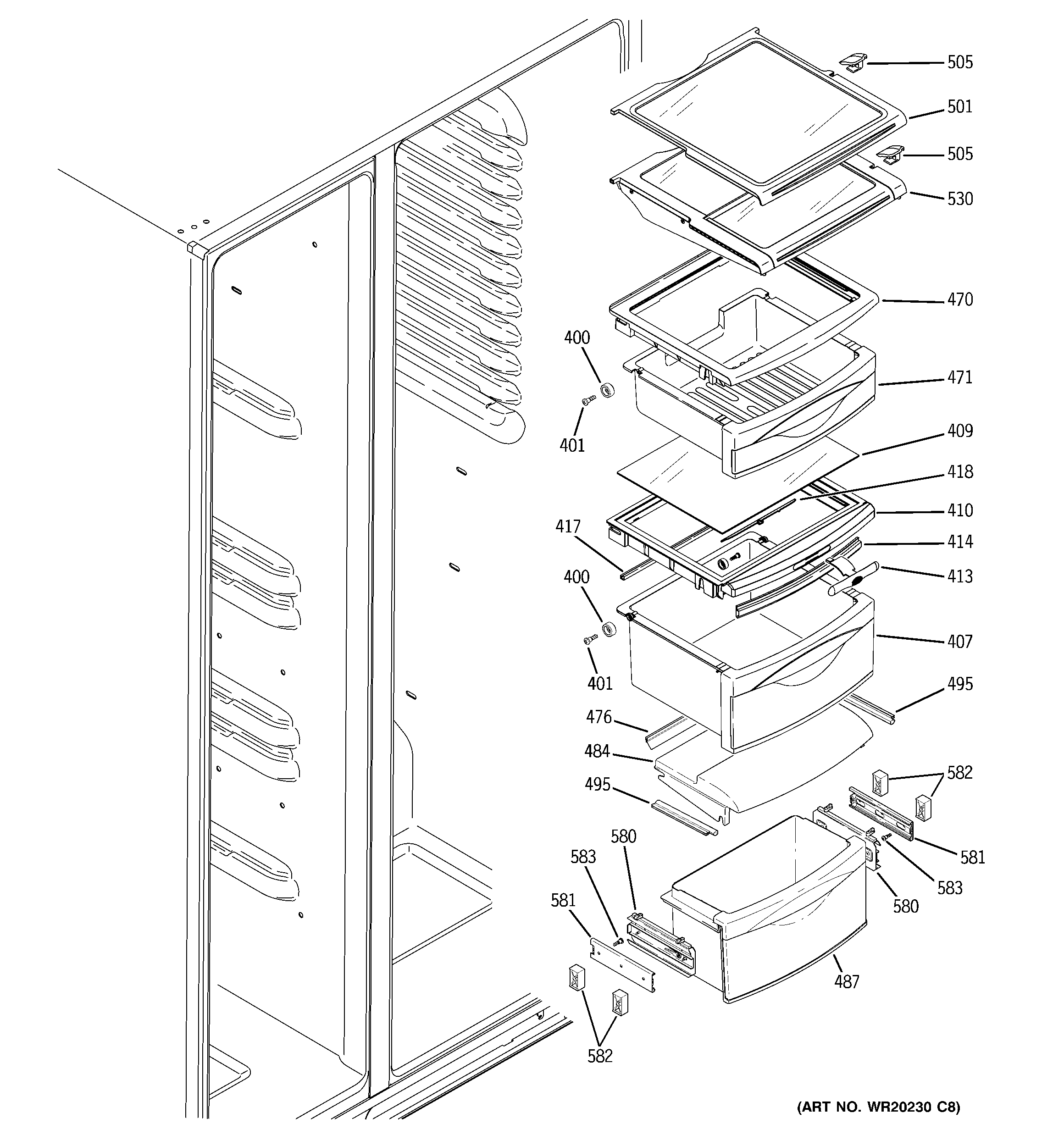 Fresh food shelves