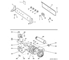 GE DLSR483EG4WW backsplash, blower & motor diagram