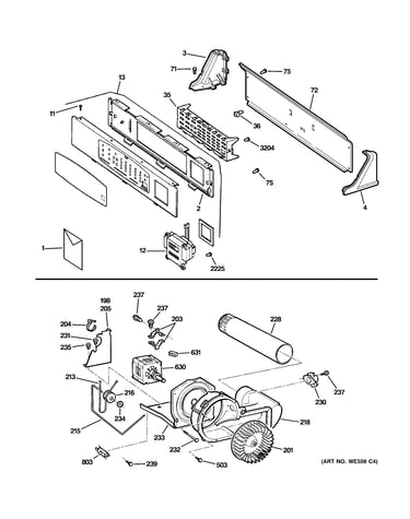 Backsplash, blower & motor