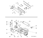 GE DLLSR33GF4WC backsplash, blower & motor diagram