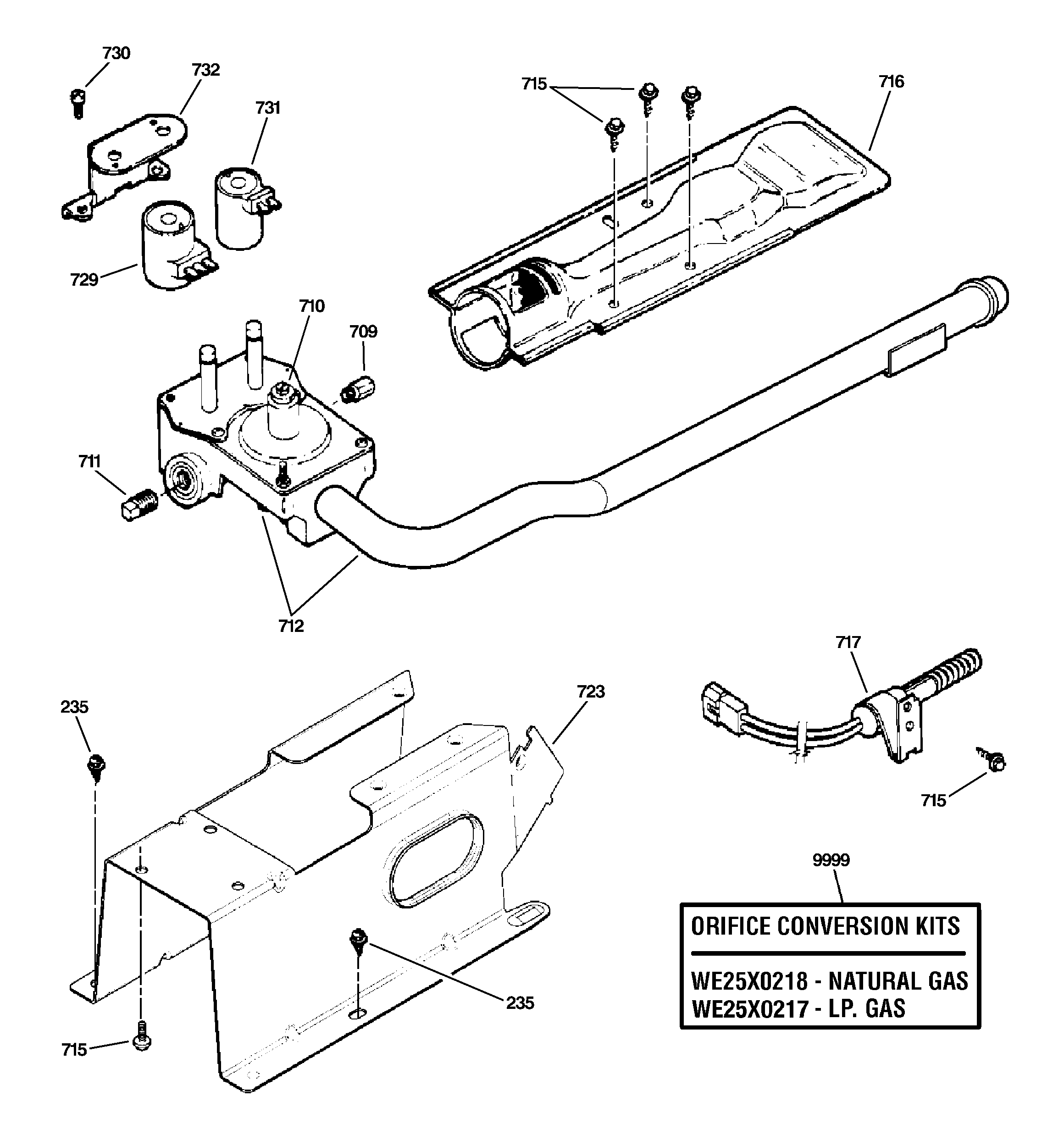 Gas valve & burner assembly